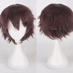 Cosplay Paryk, Kort Lige Drengefrisure, Tegneserie Anime Fest, til Mænd og Kvinder (Mørkebrun)