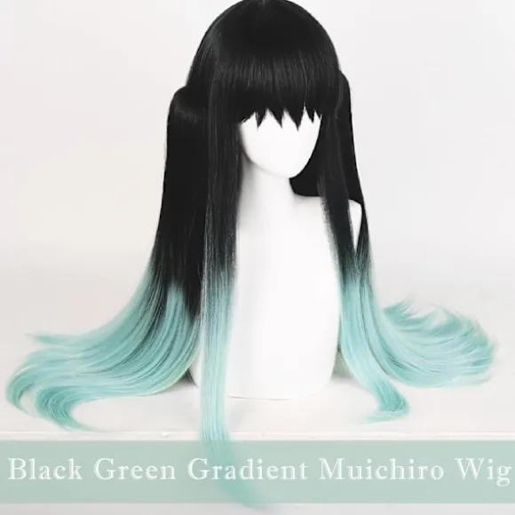 Cosplay Paryk til DS, Langt Glat Sort Grøn Paryk Gradient Dobbelt Hestehale Anime Hår Fletninger Parykker med Hætte til Halloween Kostume Black Green | Fyndiq
