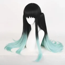 Cosplay Paryk til DS, Langt Glat Sort Grøn Paryk Gradient Dobbelt Hestehale Anime Hår Fletninger Parykker med Hætte til Halloween Kostume Black Green | Fyndiq