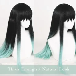 Cosplay Paryk til DS, Langt Glat Sort Grøn Paryk Gradient Dobbelt Hestehale Anime Hår Fletninger Parykker med Hætte til Halloween Kostume Black Green | Fyndiq