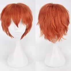 Cosplay-paryk, kort lige drenge-stil, tegneserie-anime-fest, til mænd og kvinder (orange), CJY