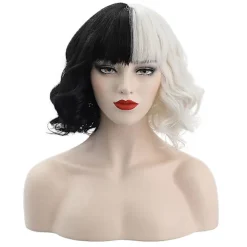 Cruella De Vil Paryk Cosplay Krøllet Kort Bølget Paryk