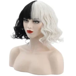 Cruella De Vil Paryk Cosplay Krøllet Kort Bølget Paryk