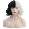 Cruella De Vil Paryk Dame Cosplay Krøllet Hår Kort Bølget Paryk