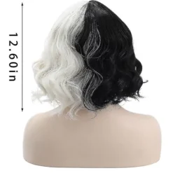 Cruella De Vil Paryk Dame Cosplay Krøllet Hår Kort Bølget Paryk