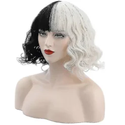 Cruella De Vil Parykker Kvinder Cosplay Krøllet Hår Kort Bølget Parykker[YATOY]