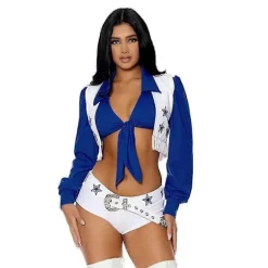 Dallas Cowboys Cowgirls Cheerleader Kostume Dame Voksen Fodbold Sexet Stjerne Hold Cheer Fancy Kjole L