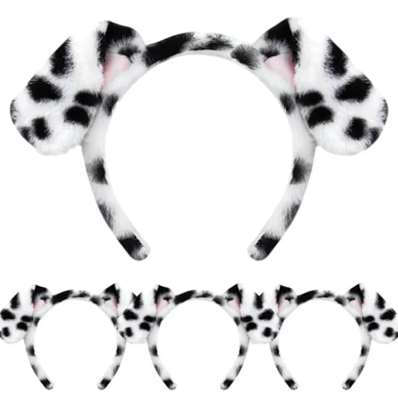 Dalmatiner hundeøre pandebånd - 4-pak hvalpeøre pandebånd fluffy pandebånd voksne børn dalmatiner kostume til makeup vask ansigt-FF-