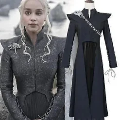 Dam Dragon Mother Svart Kjole Cosplay Kostume Komplet Sæt Kostume BSSM 2XL