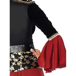 Dame 3-delt Cruel Seas Piratkaptajnkjole Kostume Med Fastgjort Skærf, Bælte, Hat, Sort/vinrød-xinhan 2XL_tfrf 2XL