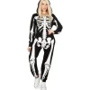 Dame Halloween Skeletdragt - Komfortabel og Enkel Voksen Jumpsuit Bodysuit - For- og Bagtryk med Lynlås