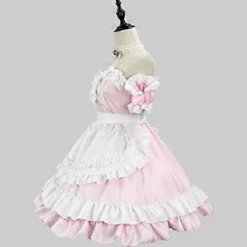 Dame Sød Lolita Kjole Viktoriansk Ærmeløs Blonde Lag Maid Kjoler Halloween Cosplay Kostumer (XXL)