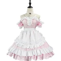 Dame Sød Lolita Kjole Viktoriansk Ærmeløs Blonde Lag Maid Kjoler Halloween Cosplay Kostumer (XXXL)