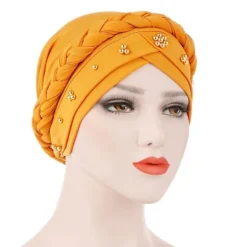 Dame Turban Hue Perle Tørklæde GUL yellow