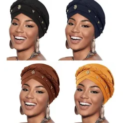 Dame Turban Hue Perle Tørklæde GUL yellow