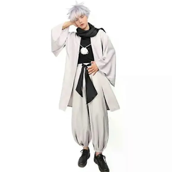 DAZCOS Satoru Cosplay Haori Kimono Jakke Mænd med Tørklæde Satoru Kostume Voksen Outfits Japan Kimono Comic-Con Karnevalstøj - WELLNGS