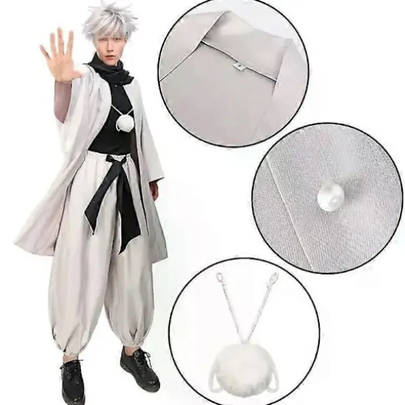 DAZCOS Satoru Cosplay Haori Kimono Jakke Mænd med Tørklæde Satoru Kostume Voksen Outfits Japan Kimono Comic-Con Karnevalstøj - WELLNGS