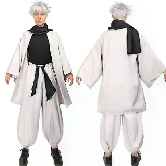 DAZCOS Satoru Cosplay Haori Kimono Jakke Mænd med Tørklæde Satoru Kostume Voksen Outfits Japan Kimono Comic-Con Karnevalstøj - WELLNGS