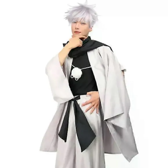 DAZCOS Satoru Cosplay Haori Kimono Jakke Mænd med Tørklæde Satoru Kostume Voksen Outfits Japan Kimono Comic-Con Karnevalstøj - WELLNGS