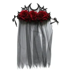Dødens dag Pandebånd Gotisk hovedbeklædning Sort slørkrone barok tiara krone Lolita hårtilbehør Halloween krone