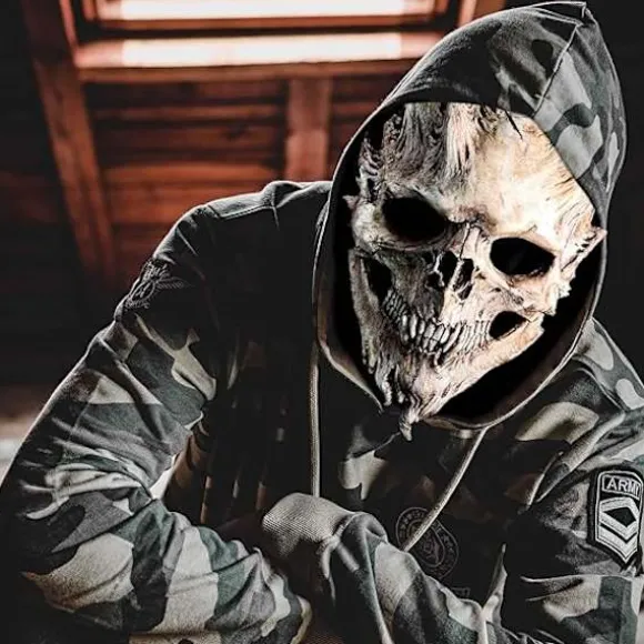 Dødningehoved Skelet Maske Rædsel Dæmon Uhryggelig Fuld Hoved Maske Latex Ond Maske Skræmmende Halloween Cosplay Kostume Rekvisit Voksne{Fyn201}