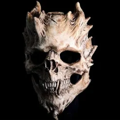 Dødningehoved Skelet Maske Rædsel Dæmon Uhryggelig Fuld Hoved Maske Latex Ond Maske Skræmmende Halloween Cosplay Kostume Rekvisit Voksne{Fyn201}
