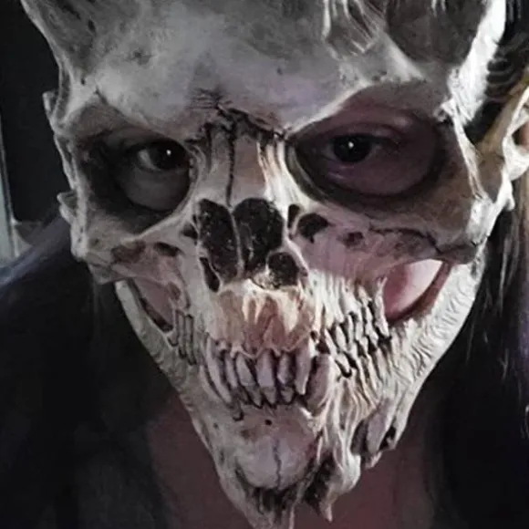 Dødningehoved Skelet Maske Rædsel Dæmon Uhryggelig Fuld Hoved Maske Latex Ond Maske Skræmmende Halloween Cosplay Kostume Rekvisit Voksne{Fyn201}