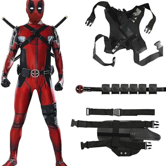 Deadpool Kostume Cosplay Børn Voksen Kostume Anime Superhelt Cosplay Dødsvagt Anime Voksen Service Leotard Hatte Tilbehør Anime - 3 STK 3 PCS 140