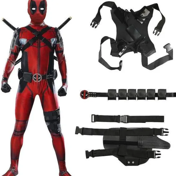 Deadpool Kostume Cosplay Børn Voksen Kostume Anime Superhelt Cosplay Dødsvagt Anime Voksen Service Trikoter Hatte Tilbehør Anime - 5 stk 5 PCS 5 PCS 140 | Fyndiq