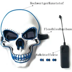Dekorativ Halloween LED-maske LED-skeletmaske lyser op til Halloween