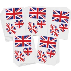 Dekorer huden sikkert med dette 75-delte midlertidige tatoveringssæt med 23 valgbare nationer, perfekt til kampe eller patriotiske fejringer United Kingdom | Fyndiq