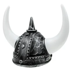 Dekoreret hornhjelm Viking-stil hovedbeklædning maske voksenkostume (30X26 cm, assorterede farver 2)