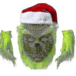 7-delt Grinch-kostume til julecosplay, voksen julemandskostumesæt + maske A-Perfet Mask only Mask only Mask only L