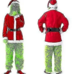 7-delt Grinch-kostume til julecosplay, voksen julemandskostumesæt + maske En maske kun Maske kun Maske kun(bt) Mask only M