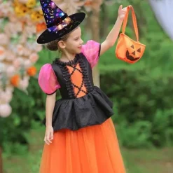 3-delt Halloween heksehatsæt - troldmandshatte til voksne og børn - heksetilbehør - troldmandshatte