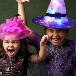 3-delt Halloween heksehatsæt - troldmandshatte til voksne og børn - heksetilbehør - troldmandshatte