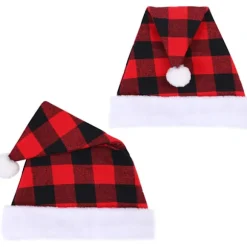 3-delt Julehat Plaid Julehat Deluxe plys hat til