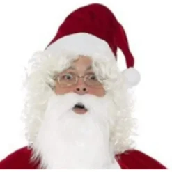 7-delt julemandskostume sæt, hat, skæg, frakke, bælte, kappe