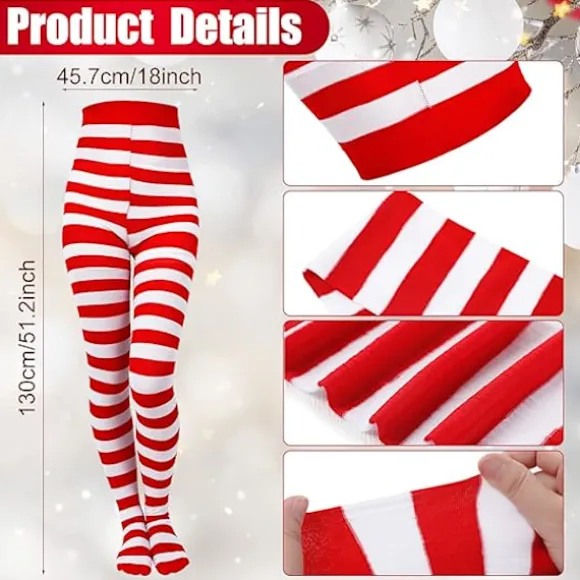 5-delt julemandskostumesæt, juleoutfit til kvinder, inklusive en kjole (med bælte), hat, stribede leggings og handsker (størrelse M).