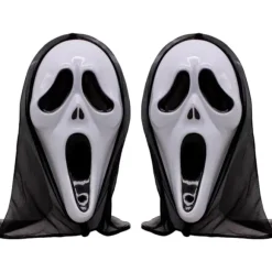 2-delt plastik horror killer maske - Skrigende maske - Horror helhovedmaske
