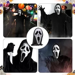 2-delt plastik horror killer maske - Skrigende maske - Horror helhovedmaske