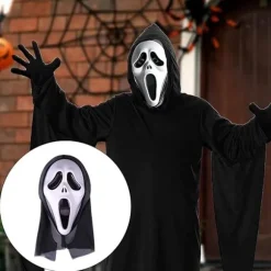 2-delt plastik horror killer maske - Skrigende maske - Horror helhovedmaske