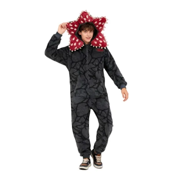 Demogorgon Kostume Onesie - Stranger Things Fleece Pyjamas, Varmt Halloween Jule-nattøj S