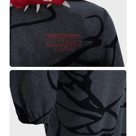 Demogorgon Kostume Onesie - Stranger Things Fleece Pyjamas, Varmt Halloween Jule-nattøj S