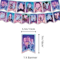 Demon Hunter Birthday Party Supplies Set: Service, banner, kage topper og balloner til børn tattoos-500pcs