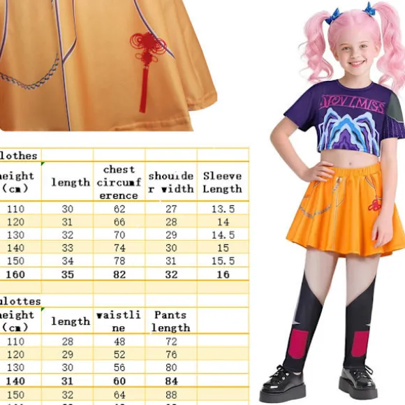 Demon Hunter Pop Singers Kostume Kjole Udklædning Halloween Scene Outfit til Piger 100cm og 160cm høje Børn 160cm 160cm