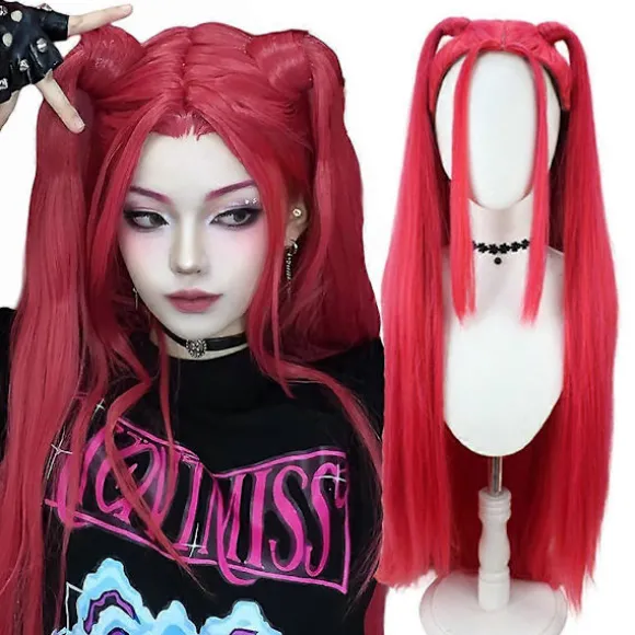 Demon Hunters Kostume Rumi Paryk Rumi Cosplay Paryk Anime Zoey Mira Parykker Langt Glat Hårtilbehør til Kvinder (LGL) Zoey