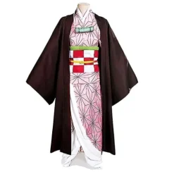 2023-Demon Slayer Bror og Søster Kamado Nezuko Cosplay Kostume Outfit Kimono Anime Kostume Paryk-1 Shinobu Kostume M