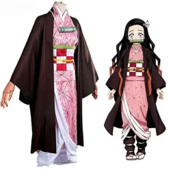 2023-Demon Slayer Bror og Søster Kamado Nezuko Cosplay Kostume Outfit Kimono Anime Kostume Paryk-1 Shinobu Kostume 140cm (Børnestørrelse)