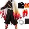 Demon Slayer Deluxe Kostume, Rengoku Kyoujurou Cosplay Kimono Outfit til Mænd, Japansk Anime Rollespil Kostume til Halloweenfest Comic Con (XL)